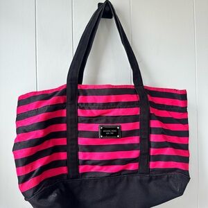 Michael Kors Pink and Black Striped Tote